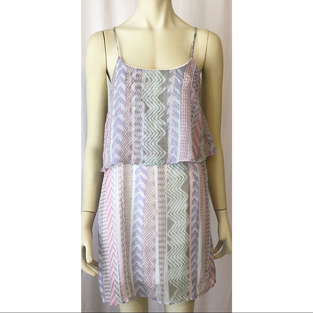 Everly Small Pastel Aztec Print Chiffon Dress
